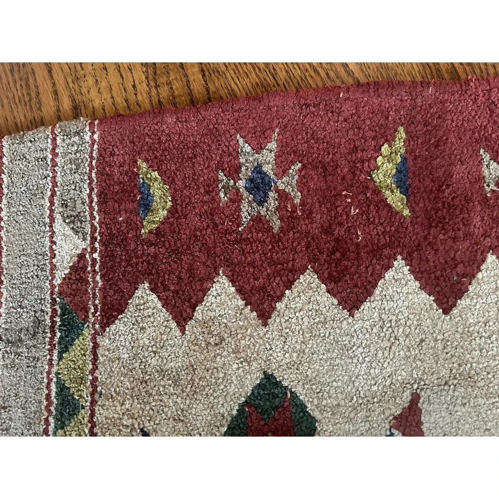 Vintage Soft Hand-Woven Geometric Tribal Pattern Rug 21x36 inches